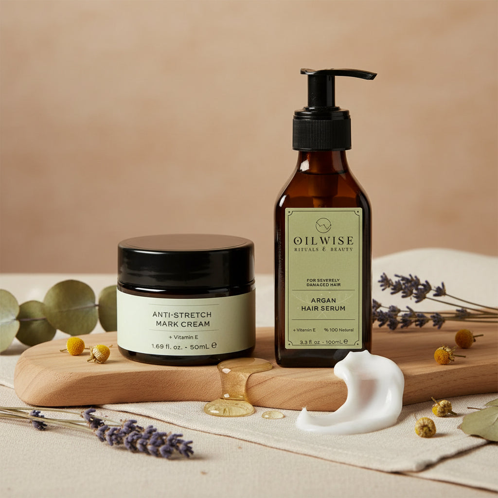 Oilwise Anti Stretch Cream & Argan Hair Serum Set